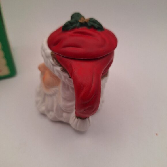 VINTAGE FAVORITE THINGS WINKING SANTA CLAUS VOTIVE HOLDER IN MY CAP TEALIGHT NIB - Picture 5 of 13